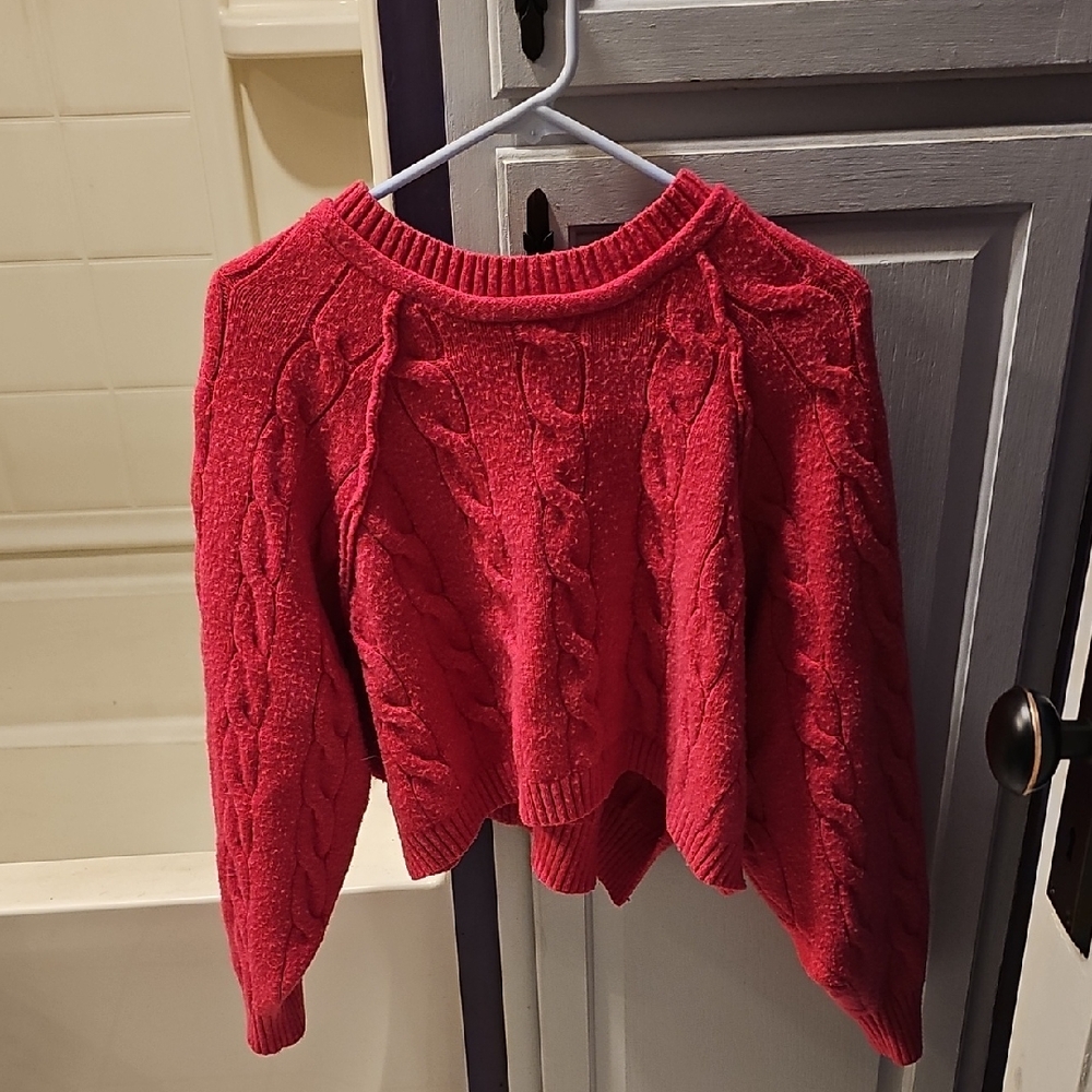 Cozy Hot Pink Cable Knit Sweater
